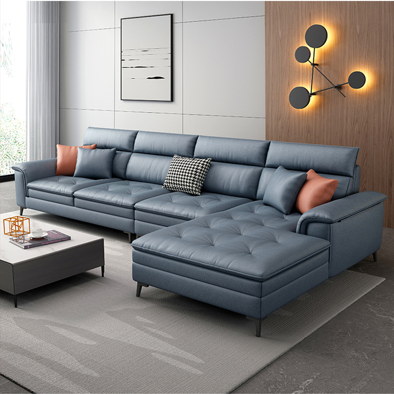 简约北欧双坐垫4cm乳胶L形布艺沙发 3268元/套