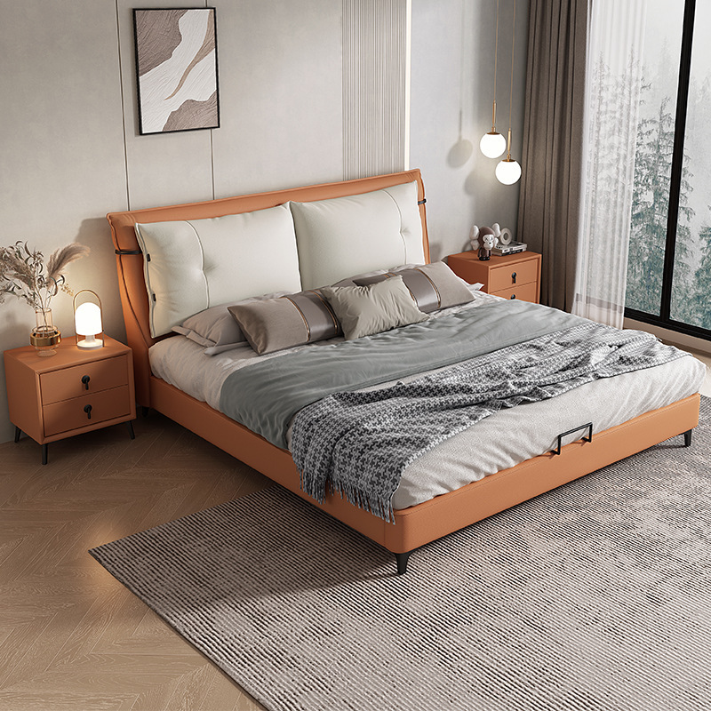 简约家具 轻奢硅胶皮床 现代简约软体双人床