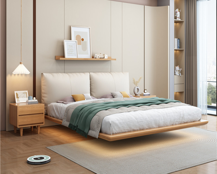 北欧家具 白蜡木无床头床架悬浮床 北欧家具 白蜡木无床头床架悬浮床