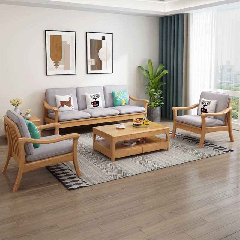 北欧家具 北欧冬夏两用实木沙发组合 北欧家具 北欧冬夏两用实木沙发组合