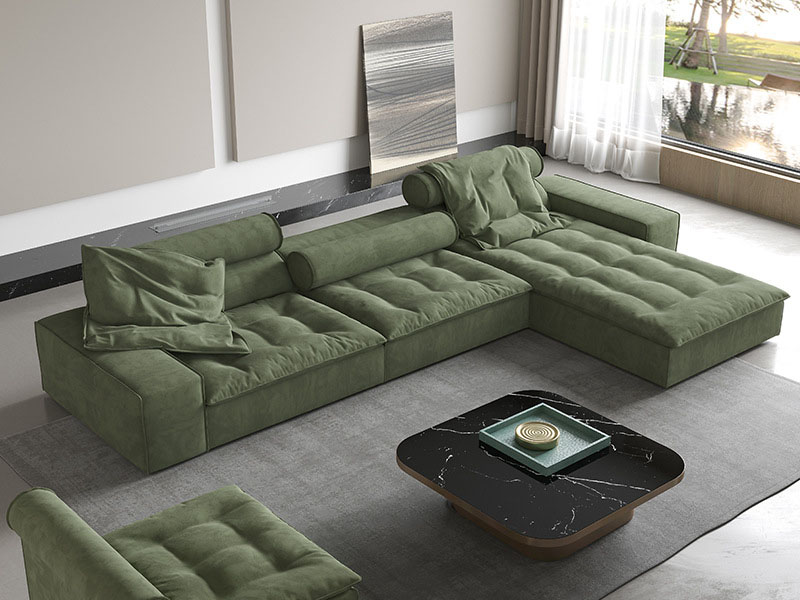 简约家具 意式极简磨砂布艺方块直排沙发 简约家具 意式极简磨砂布艺方块直排沙发