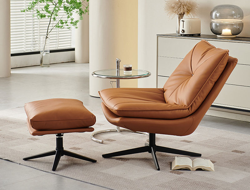 简约休闲沙发椅 旋转真皮舒适单人椅可拆卸老虎椅